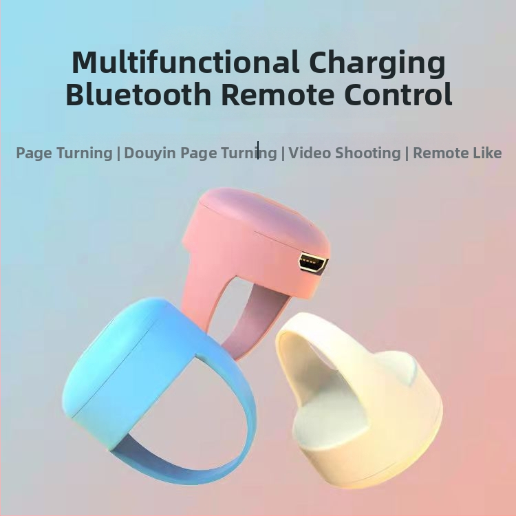 Bluetooth ujjgyűrű szelfikhez, modell ZL-01, Bluetooth 4.0, ABS + szilikagél, tömeg kb. 4 g