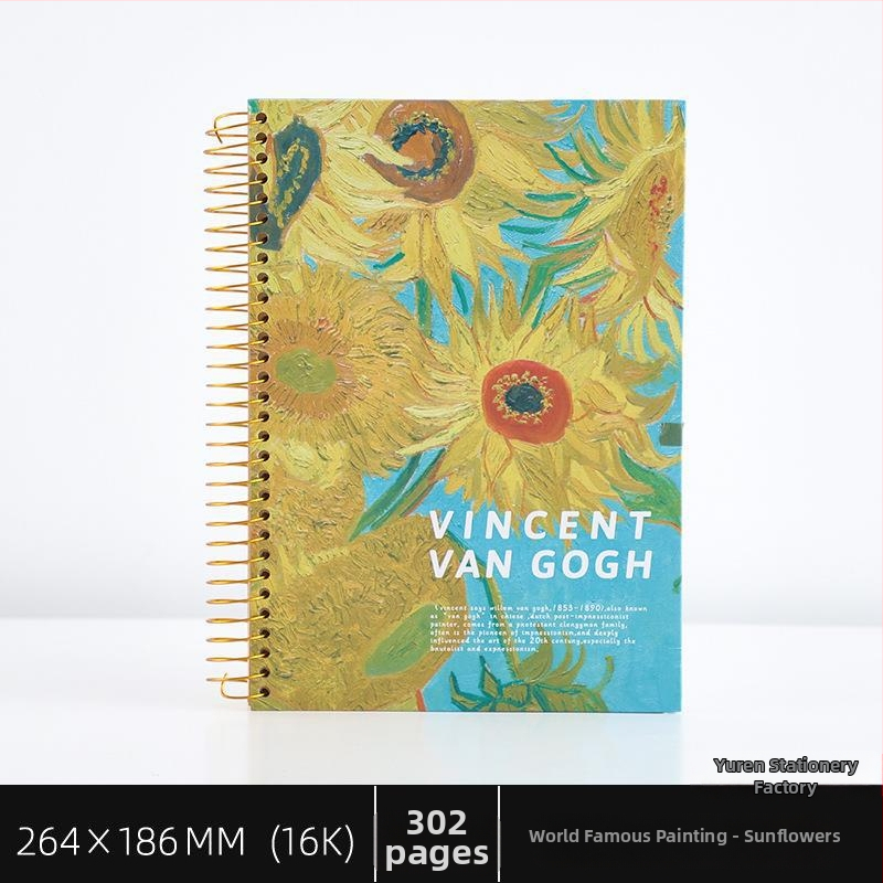 Spirálový zápisník s pevným krytom na olejomalbu pre študentov, séria B5150, 16K, 302 strán, 80 g papier, prispôsobiteľný