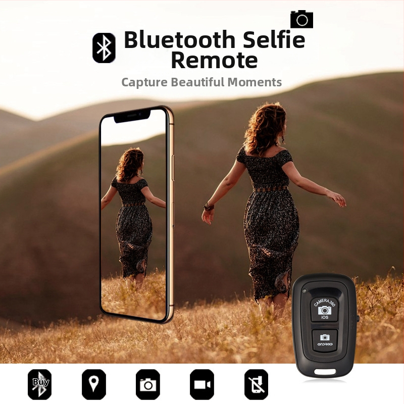 Bluetooth Selfie-vezérlő – Kétgombos, Bluetooth 4.0, ABS, 12 g