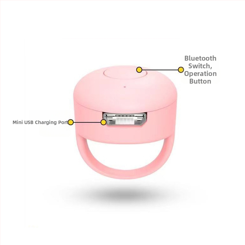 Bluetooth prsteň pre selfie ovládač s tlačidlom Like a stránkami — Model Fingertip Praise 01, Bluetooth 5.0, ABS silica gel, približne 4 g