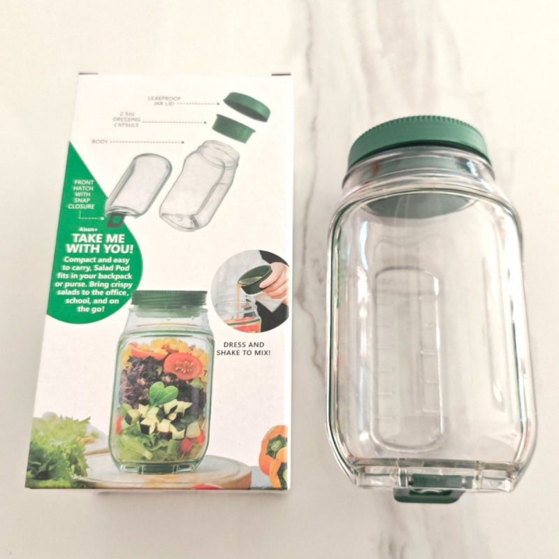 Spremnik za salatu, plastični, nepropustan za tekućine, mikrovalna, dvostruki sloj, 800–1000 ml