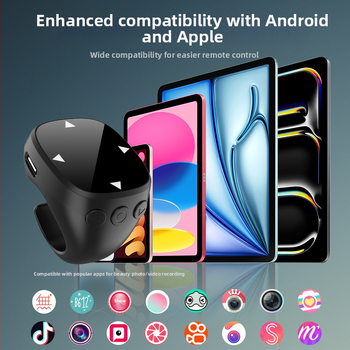JX-13 Bluetooth prsteňový diaľkový ovládač pre smartfón – Ovládanie kamery, Selfie časovač, Nabíjací box, Model: JX-13; Bluetooth 4.0; Materiál: Plast