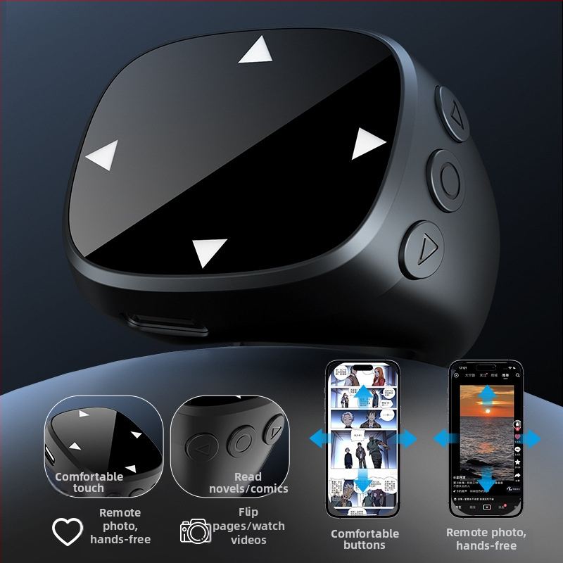 JX-13 Bluetooth prsteňový diaľkový ovládač pre smartfón – Ovládanie kamery, Selfie časovač, Nabíjací box, Model: JX-13; Bluetooth 4.0; Materiál: Plast