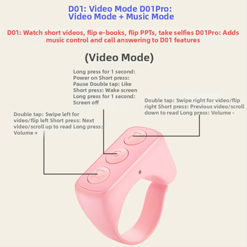D01 Bluetooth дистанционно управление за пръстен за мобилен телефон — Selfie таймер, кратко видео, Bluetooth 5.0, ABS, 90 g