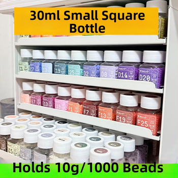 Fľaša na skladovanie korálok, PET/PP, skrutkovací uzáver, hrúbka steny 1 mm, prispôsobenie k dispozícii, tlač loga možná