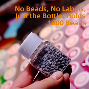 Fľaša na skladovanie korálok, PET/PP, skrutkovací uzáver, hrúbka steny 1 mm, prispôsobenie k dispozícii, tlač loga možná