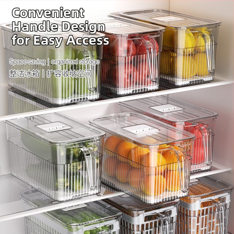 Cutie de depozitare în frigider – depozitare, păstrarea prospețimii și etanșare; material: plastic