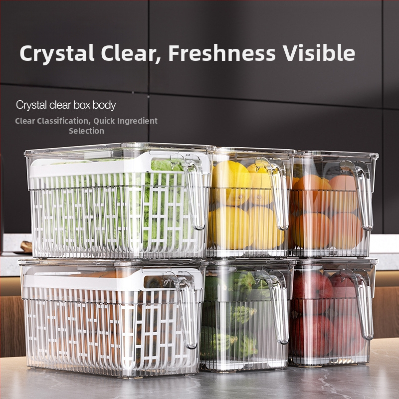 Cutie de depozitare în frigider – depozitare, păstrarea prospețimii și etanșare; material: plastic