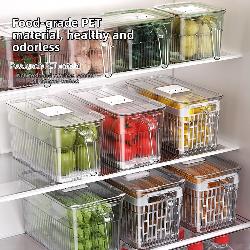Cutie de depozitare în frigider – depozitare, păstrarea prospețimii și etanșare; material: plastic
