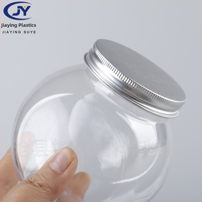 PET пластмасов буркан с широко гърло, прозрачен, пластмасова капачка, вместимост 400 ml