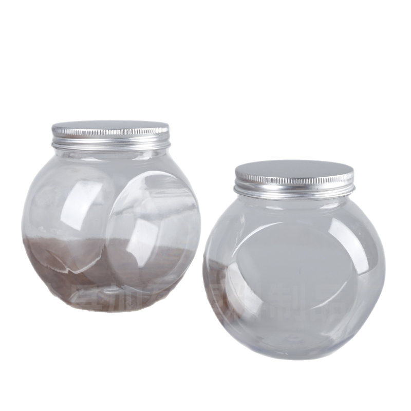 PET пластмасов буркан с широко гърло, прозрачен, пластмасова капачка, вместимост 400 ml