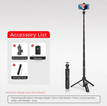 Yunteng 361 selfie tyč tripod Pocket3 Stabilizátor pre mobily — hliníkové telo, Bluetooth diaľkové ovládanie, možnosť prispôsobenia