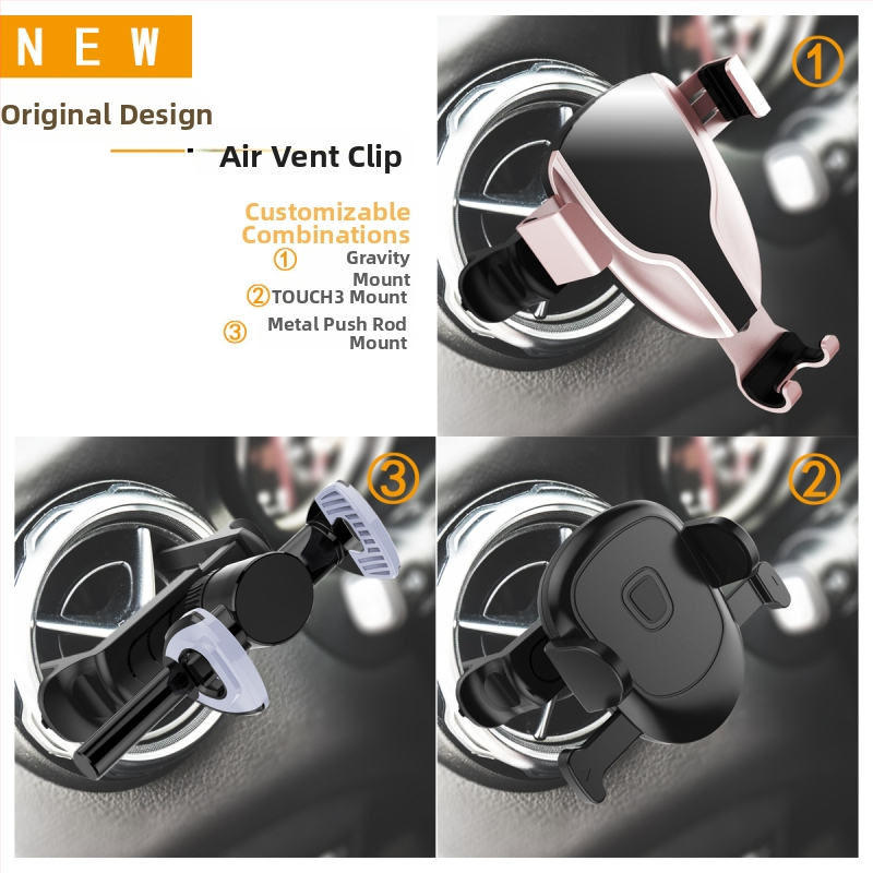 Držiak na automobil pre kruhový výduch vzduchu - plast, model 1229-1, možnosť personalizácie, držiak na telefón a navigáciu