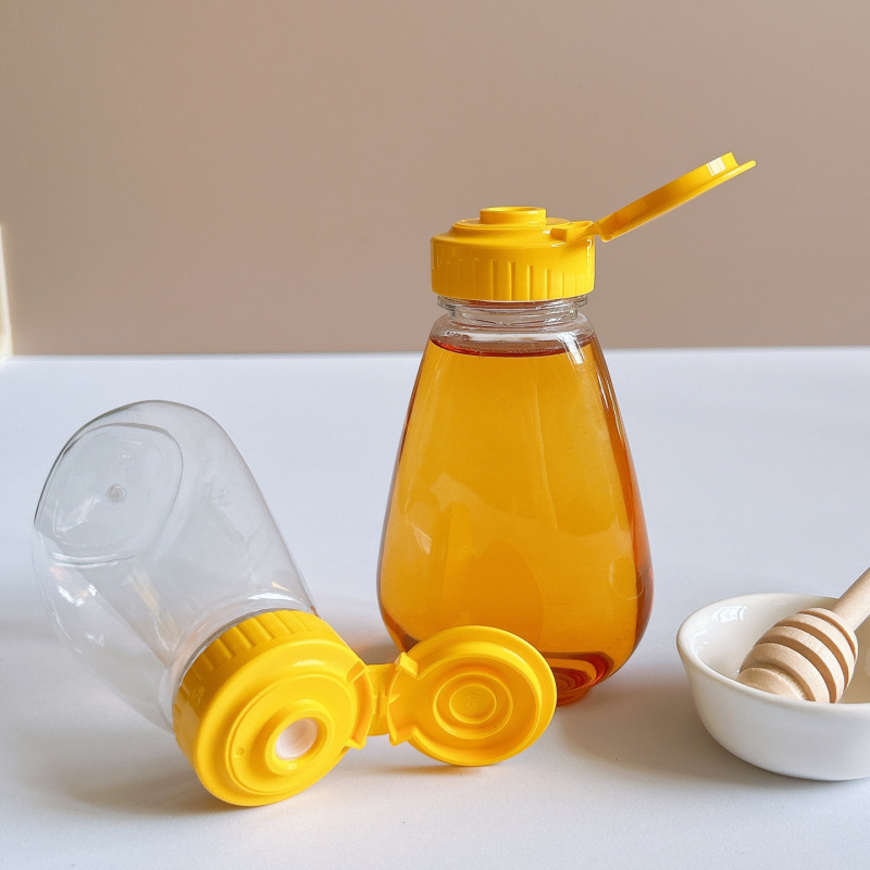Бутилка за мед с фен-образно изцеждане и силиконов вентил, PET пластмаса, модел GF064, Yi Rui