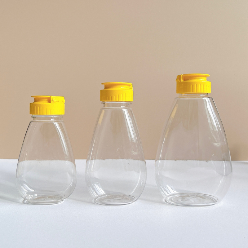 Бутилка за мед с фен-образно изцеждане и силиконов вентил, PET пластмаса, модел GF064, Yi Rui