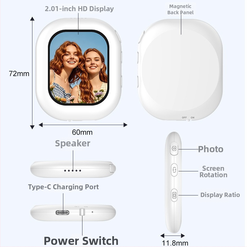 MagSafe magnetski selfie projektor za telefone – mini bežični projektor zaslona (Model T3, Bluetooth 4.0, ABS, 300 g)