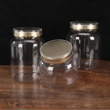 Műanyag kör alakú üveg fedővel, átlátszó adagoló üveg, PE anyag, szitanyomás, testreszabás