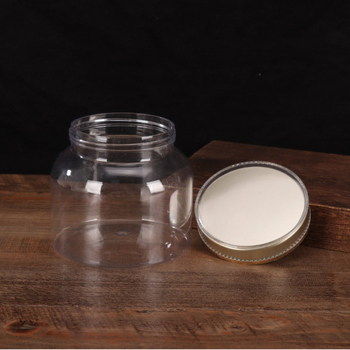 Műanyag kör alakú üveg fedővel, átlátszó adagoló üveg, PE anyag, szitanyomás, testreszabás