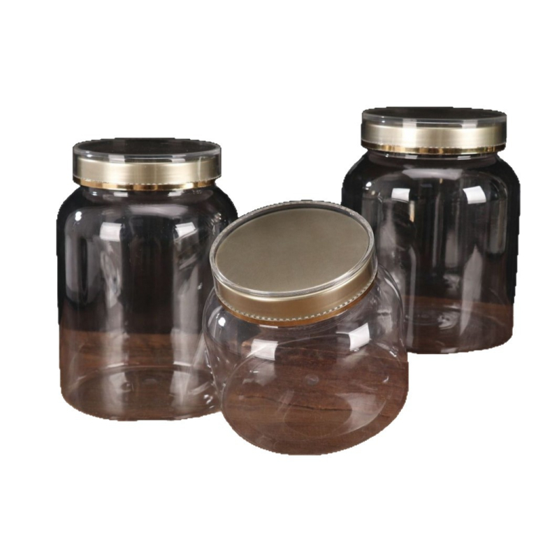 Műanyag kör alakú üveg fedővel, átlátszó adagoló üveg, PE anyag, szitanyomás, testreszabás