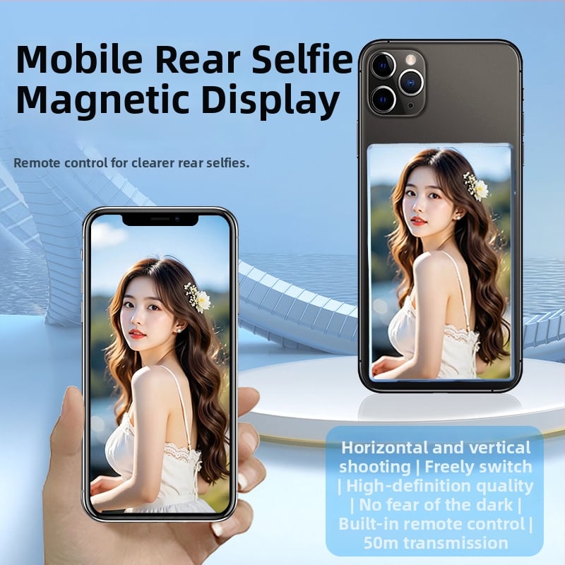 Uređaj za zrcaljenje zaslona pametnog telefona za selfie i prijenos uživo s bežičnim magnetskim spojem — Model HZ810; Bluetooth 2.0; Materijal: svemirski aluminij; Težina: 130 g; Kompatibilan s Androidom i iOS