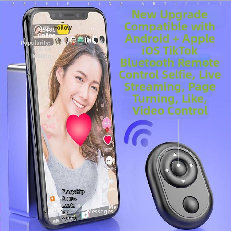 Bluetooth daljinski upravljač za pametni telefon s okretanjem stranica i selfie pritiskom — Bluetooth 4.0, ABS kućište, 12 g, Model LC