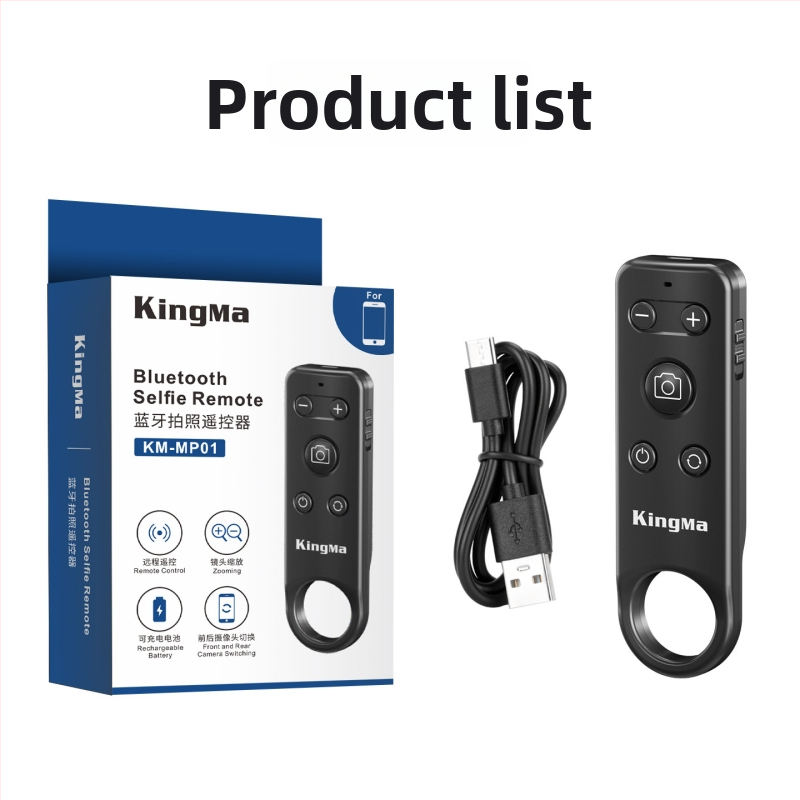 Bluetooth diaľkové ovládanie pre mobilný telefón KM-MP01, prepínanie prednej a zadnej kamery, zoom na selfie, stránkovanie (Značka: Kingma/Jinma; Model: KM-MP01; Bluetooth: 5.0; Materiál: ABS)