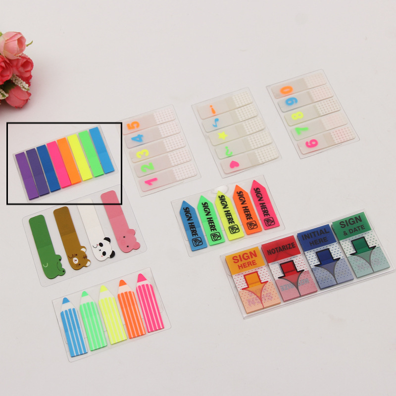 Etichetă index PET transparentă cu indicator fluorescent demontabil, stil INS pentru clasificarea elevilor, Post-it drăguț, 20 de pagini