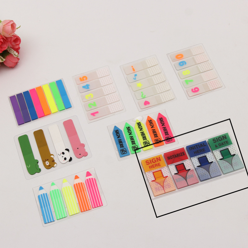 Etichetă index PET transparentă cu indicator fluorescent demontabil, stil INS pentru clasificarea elevilor, Post-it drăguț, 20 de pagini