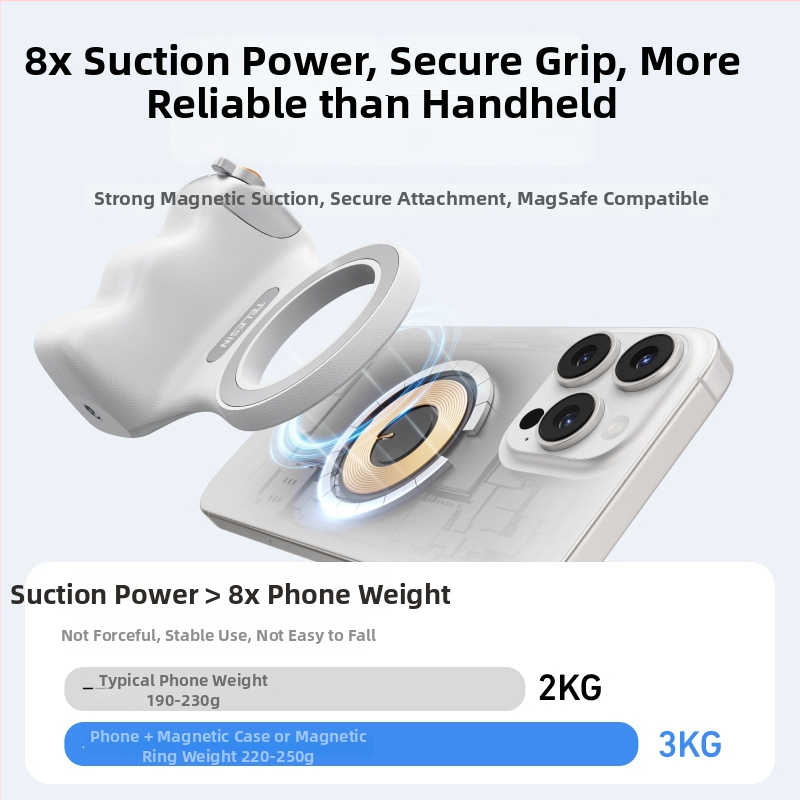 TELESIN Magsafe Shooting Aid – Ručna drška za fotografiju na telefonu, Bluetooth 5.0, Plastika, 105 g, Android kompatibilan