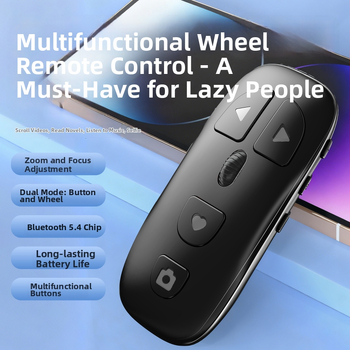 Bluetooth diaľkové ovládanie pre mobilný telefón KR-06 s fotografovaním, zoomom, výmenou objektívov, prehliadaním strán a ovládaním hudby (KR-06, Bluetooth 5.3, ABS, 24 g)