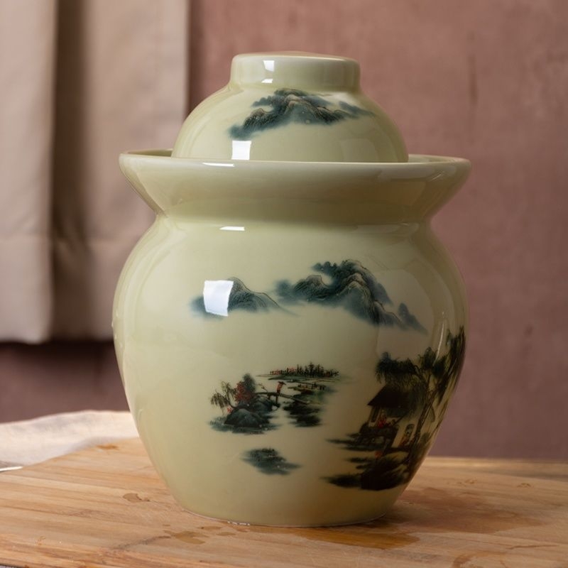 Keramički lonac za kiselo povrće, kućna upotreba, keramička posuda za kiselo povrće, starinski Sichuan stil, čvrsto zatvarač