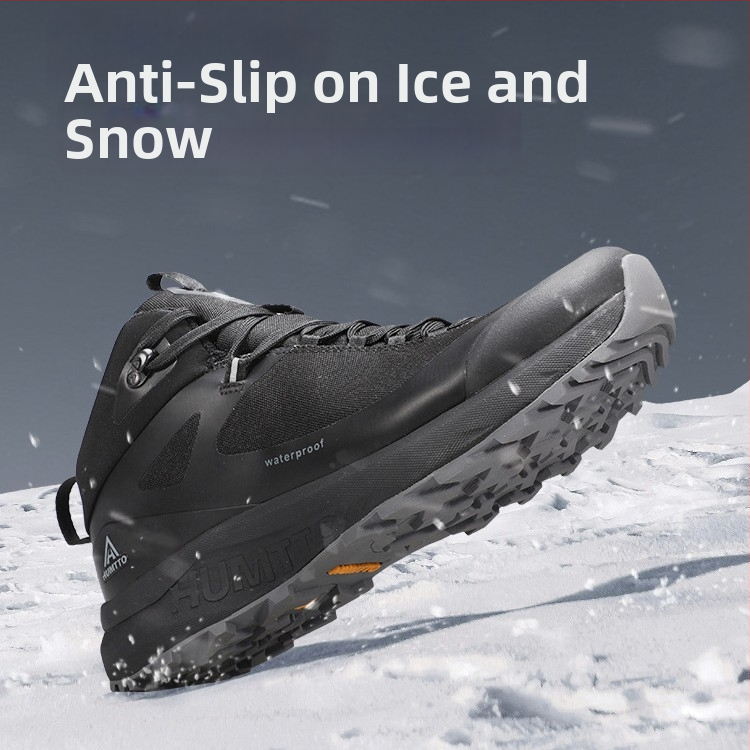 Мъжки зимни хайкинг обувки за сняг, висок връх, антихлъзгаща подметка, подплатени с флис, горна част nylon+кожа, Phylon средна подметка