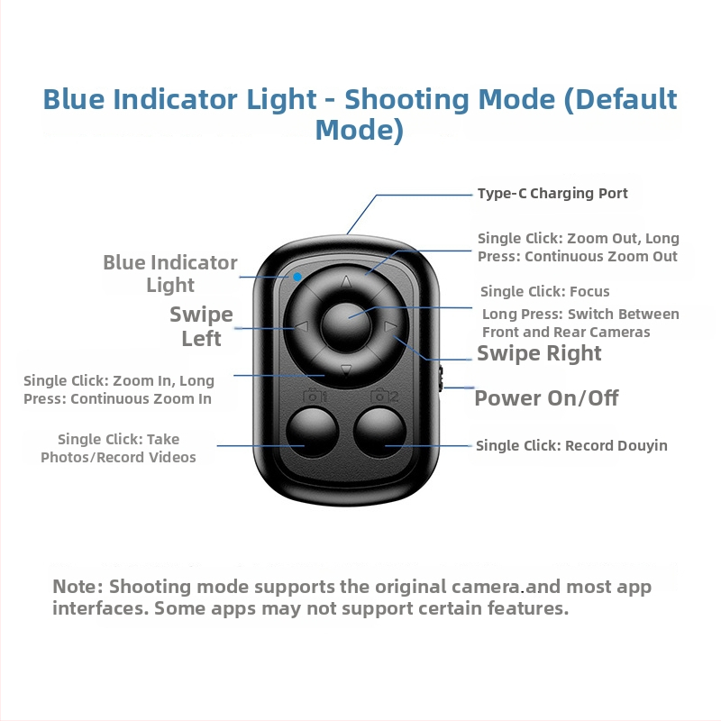 M7 Bluetooth daljinsko upravljanje za selfie (Model M7, Bluetooth 5.3, ABS, 10 g)