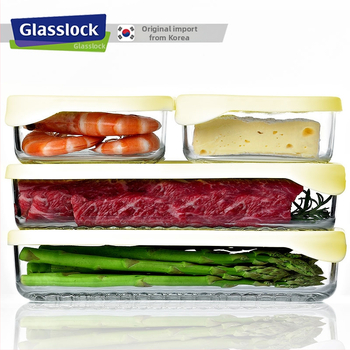 GlassLOCK sklenená nádoba do chladničky, obdĺžnikového tvaru, mikrovlnná vhodná, objem 800–1000 ml
