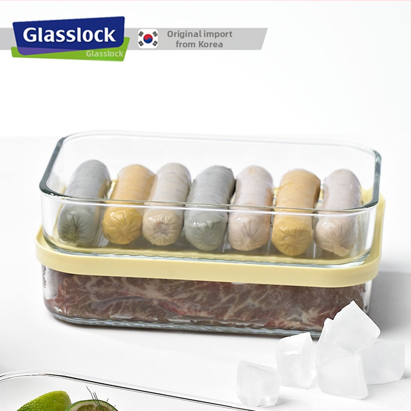 GlassLOCK sklenená nádoba do chladničky, obdĺžnikového tvaru, mikrovlnná vhodná, objem 800–1000 ml