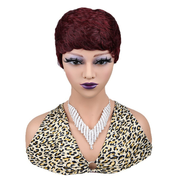 Valódi emberi hajból készült paróka nőknek, antik/retro stílus, pixie cut, göndör frufru, festhető vagy dauerolható