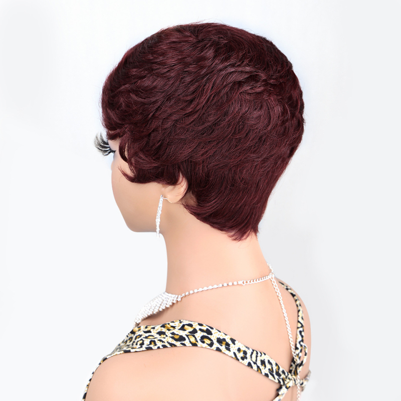 Valódi emberi hajból készült paróka nőknek, antik/retro stílus, pixie cut, göndör frufru, festhető vagy dauerolható