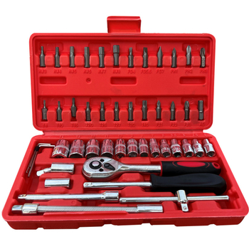 Racsnis kulcs készlet, 48 darabos hex fej készlet, acél, műanyag doboz, modell WE2