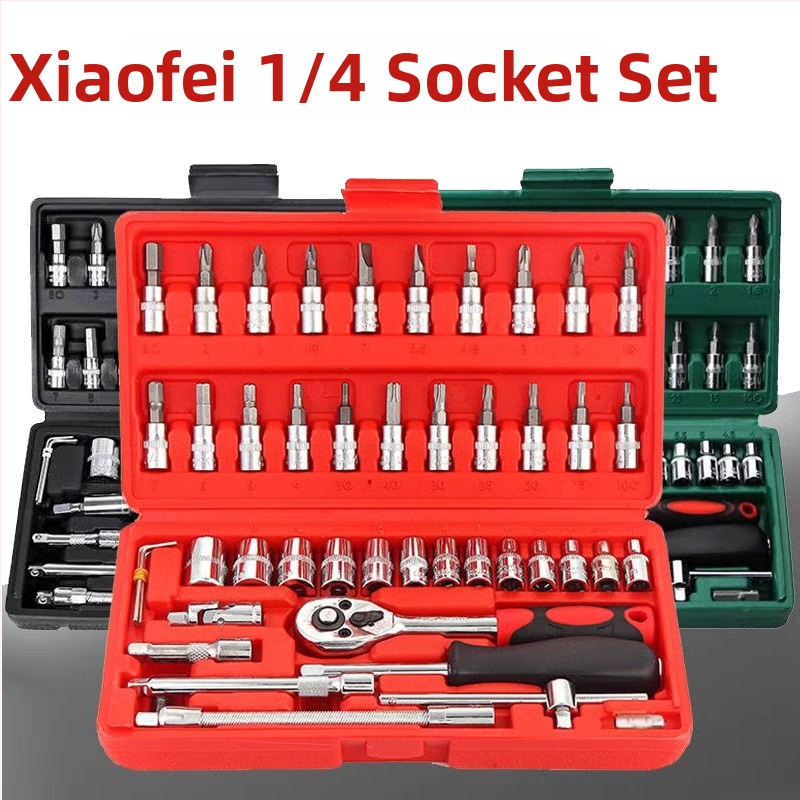 Ráčňový kľúčový set, 48 dielov, hex hlavice, oceľ, plastová krabica, model WE2