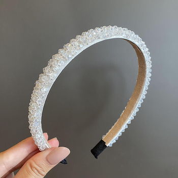 Koreai stílusú hajdíszek, friss gyöngyös fejpánt és négy sor kristályból készült széles karimával, aranyos és sokoldalú hajcsat, egyszínű, egyszerű hajpánt