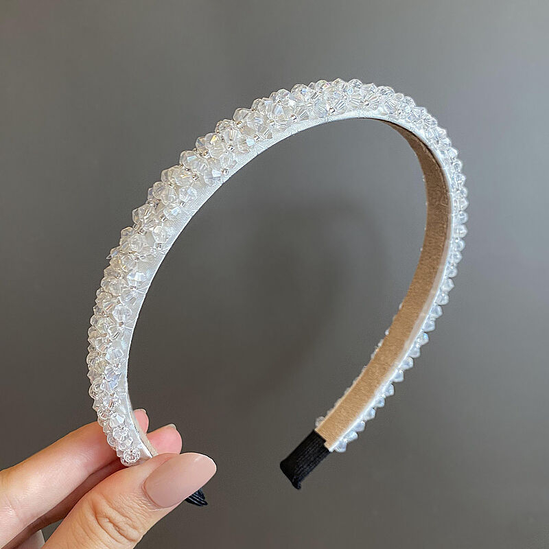 Koreai stílusú hajdíszek, friss gyöngyös fejpánt és négy sor kristályból készült széles karimával, aranyos és sokoldalú hajcsat, egyszínű, egyszerű hajpánt