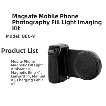 BBC-9 prenosné svetlo na selfie s magnetickým uchytením, Bluetooth 5.0, plastové telo, hmotnosť 185 g