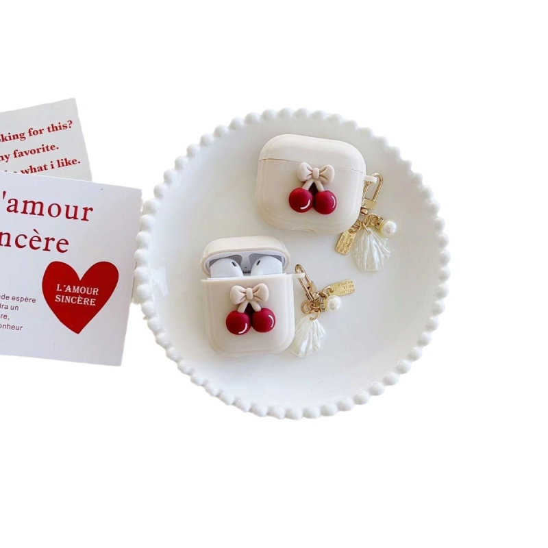 AirPods 4 TPU tok, 3D cseresznyés karikatúra dizájn, puha burkolat, hordozható védelem