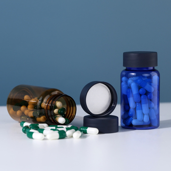 Széles szájú PET tablettás üveg csavaros kupakkal, átlátszó műanyag palack, fúvott formázással készült, logóval testre szabható