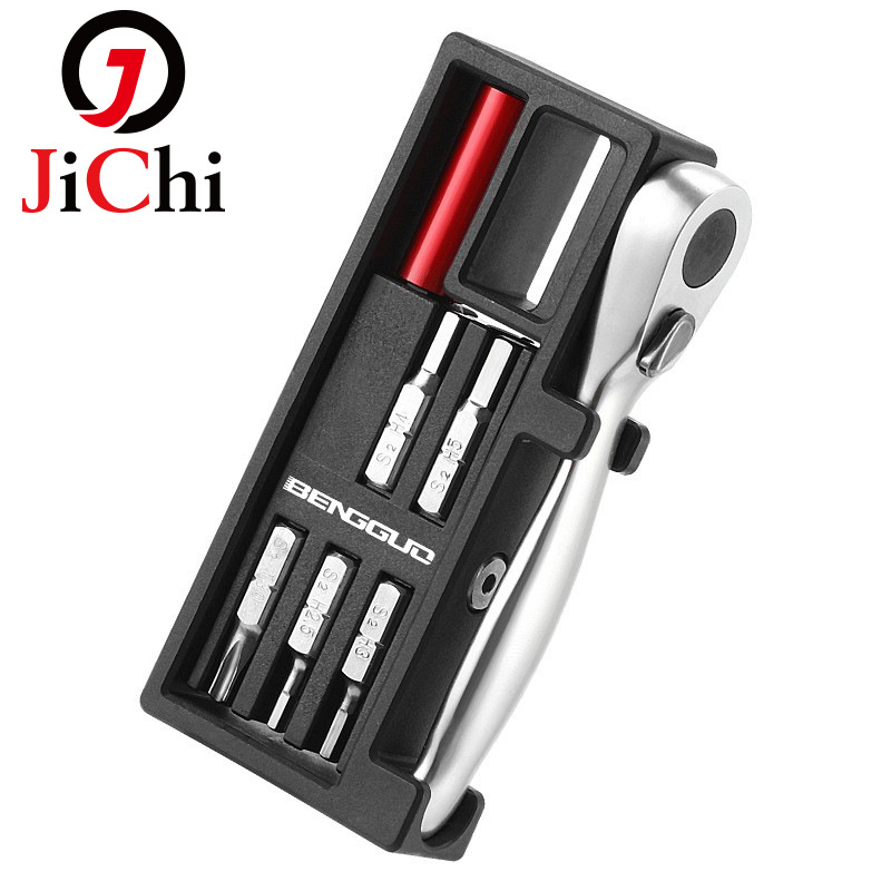 JiChi Set de unelte pentru reparații bicicletă — oțel aliat, torque wrench, ratchet, lever pentru anvelope, pompă