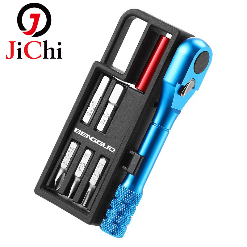 JiChi Set de unelte pentru reparații bicicletă — oțel aliat, torque wrench, ratchet, lever pentru anvelope, pompă