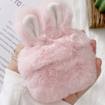 AirPods plüss tok nyuszifüllel – univerzális, átlátszó matt felület, kompatibilis AirPods 3/1/2/Pro