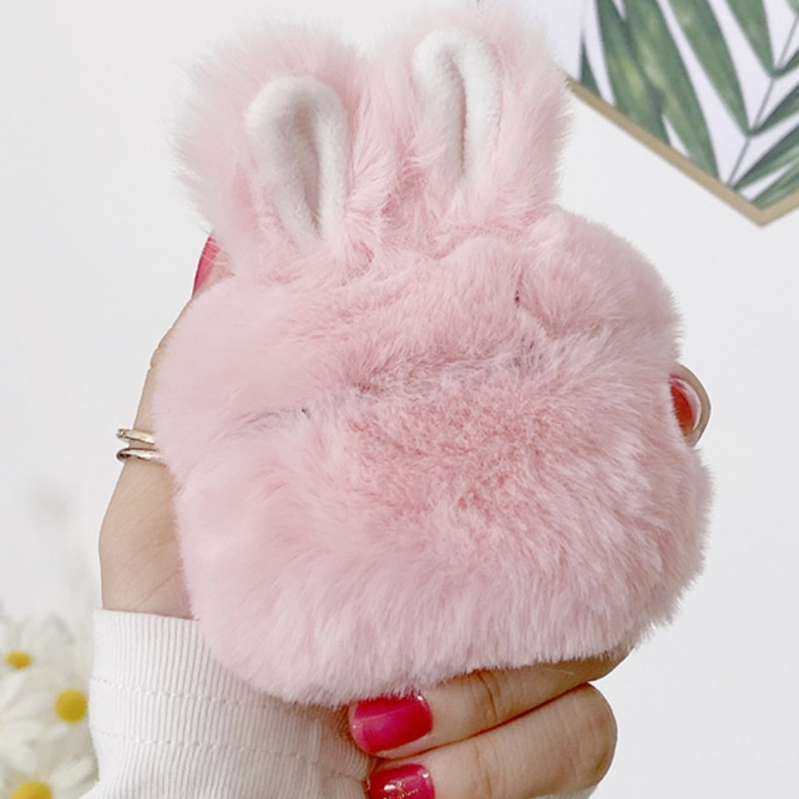 AirPods plüss tok nyuszifüllel – univerzális, átlátszó matt felület, kompatibilis AirPods 3/1/2/Pro