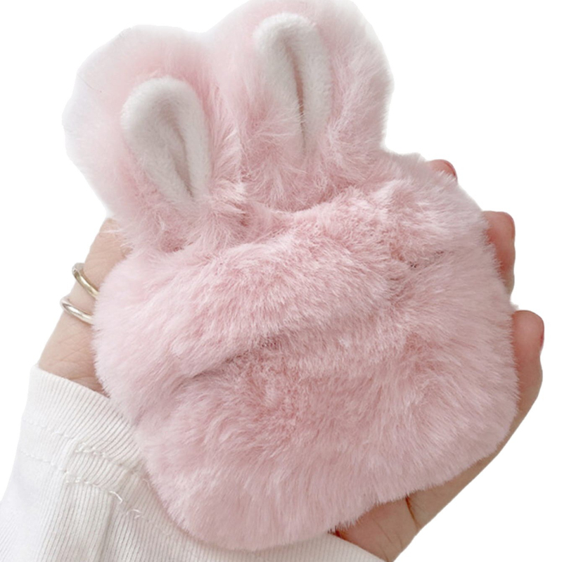 AirPods plüss tok nyuszifüllel – univerzális, átlátszó matt felület, kompatibilis AirPods 3/1/2/Pro