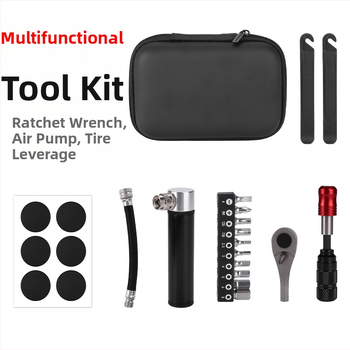 Kerékpárjavító készlet ratchet nyomatékkulccsal és hordozható országúti pumpával (fém felépítés; kombinált csomag; testreszabás elérhető; márka Yuuisd/Joyue)